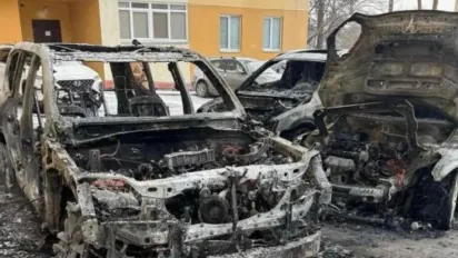 На Київщині на парковці згоріли автомобілі - фото