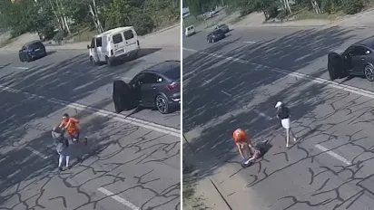 Водій Audi жорстоко нокаутував пішохода, який перебігав дорогу (ВІДЕО) - фото