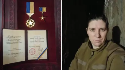 Уперше в історії Нацгвардії звання Героя України отримала жінка — кулеметниця Олександра Давиденко з позивним «Вирва» - фото