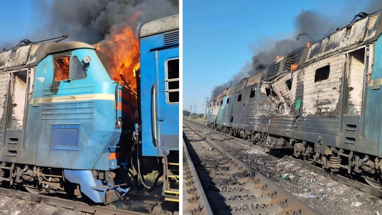 Росіяни обстріляли пасажирський поїзд на Запоріжжі: виникла пожежа, є постраждала 